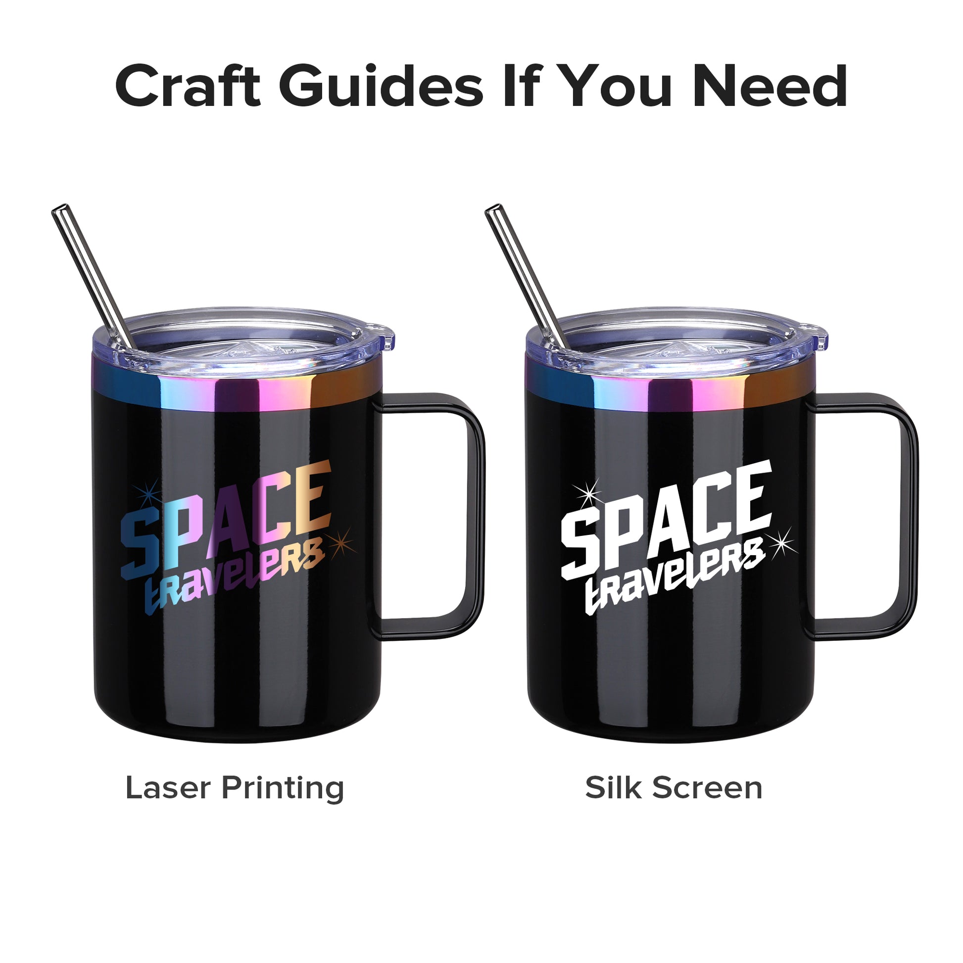 12 oz Stainless Steel Mug Rainbow Plated - Black | 12 Pack - FASTSUB
