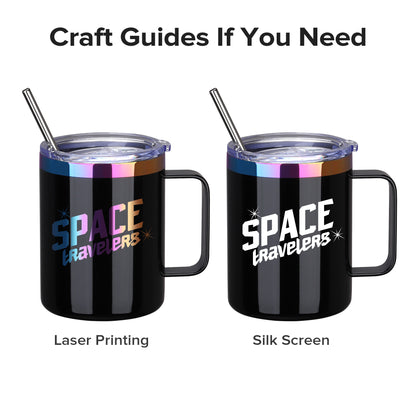 12 oz Stainless Steel Mug Rainbow Plated - Black | 12 Pack - FASTSUB