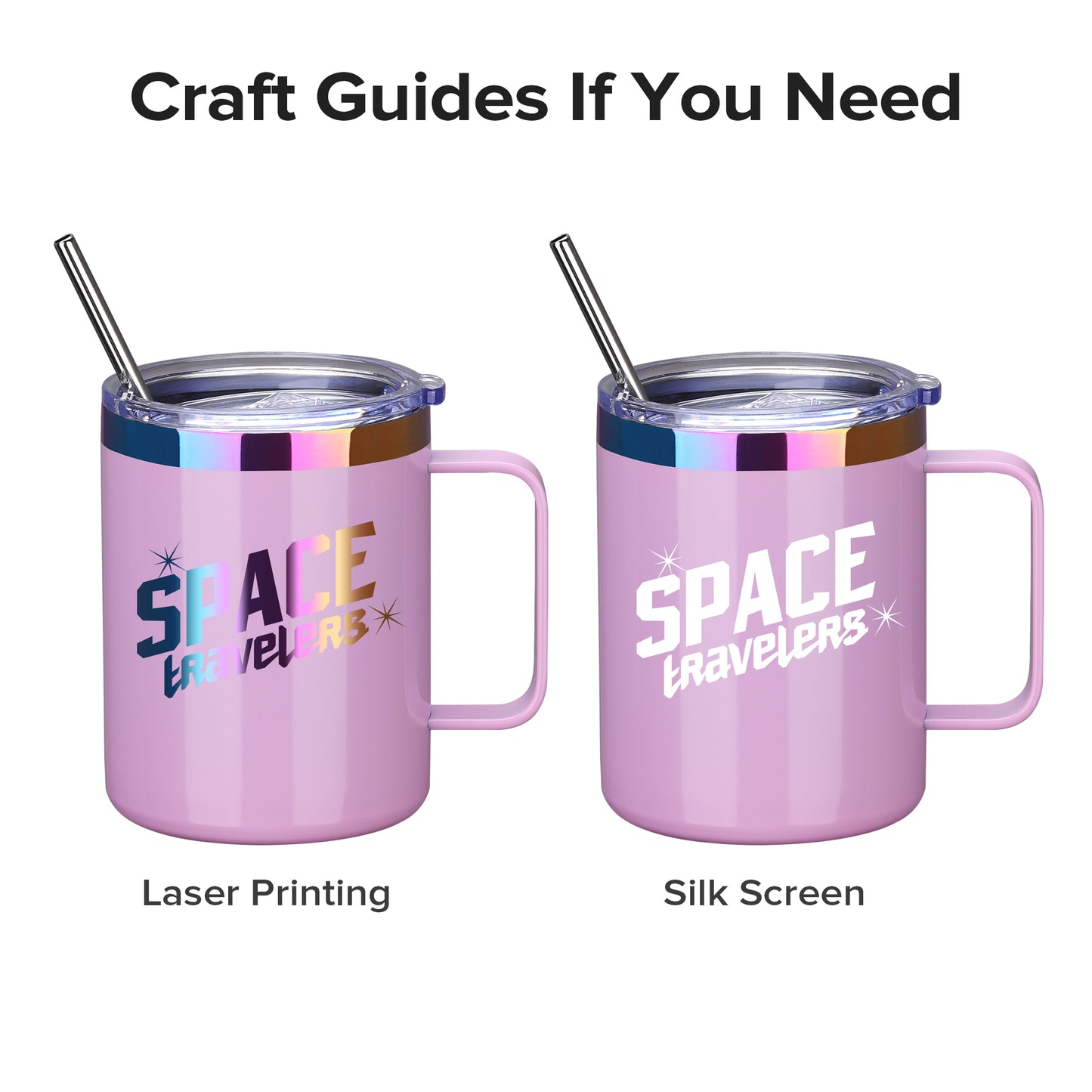 12 oz Stainless Steel Mug Rainbow Plated - Pink | 12 Pack - FASTSUB