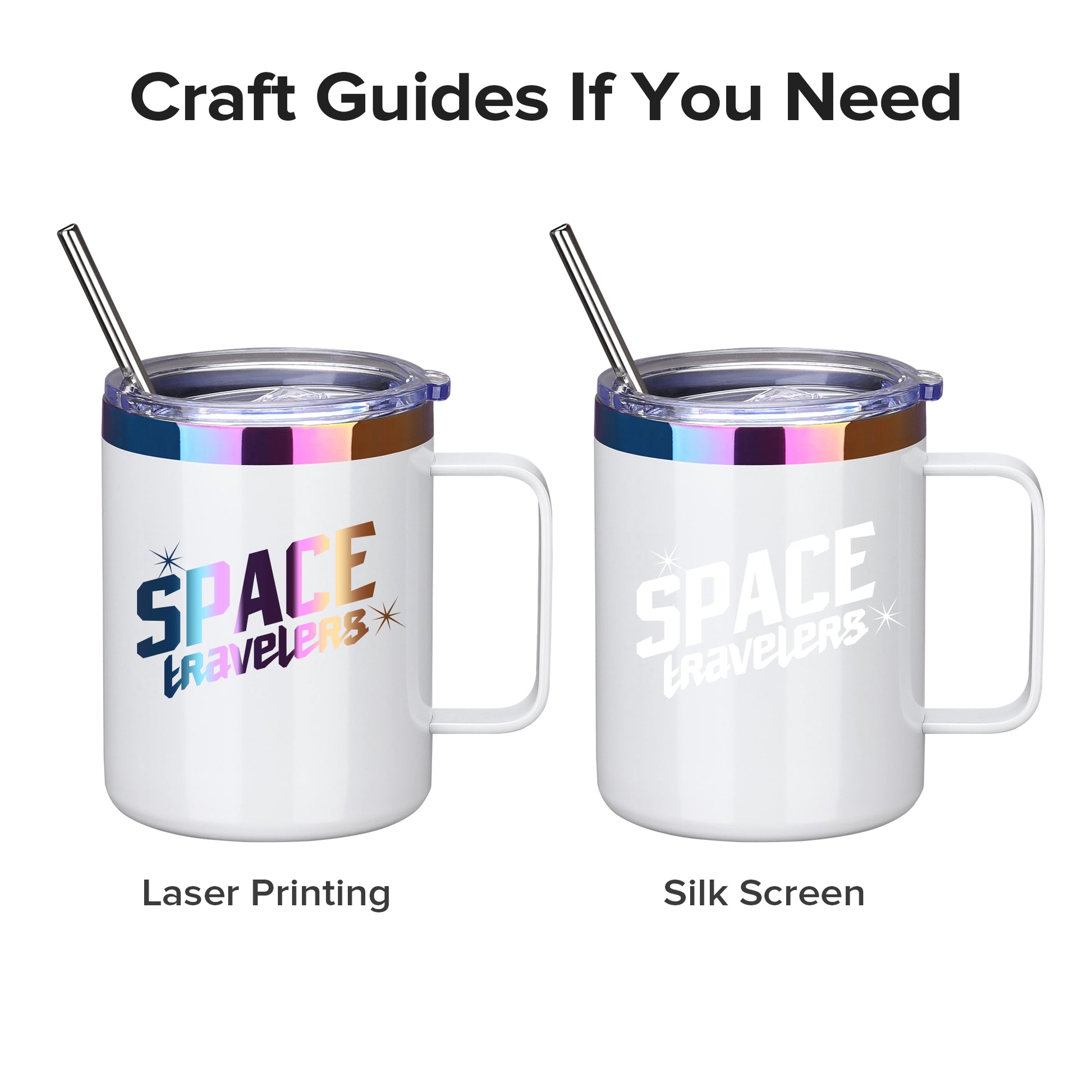 12 oz Stainless Steel Mug Rainbow Plated - White | 12 Pack - FASTSUB