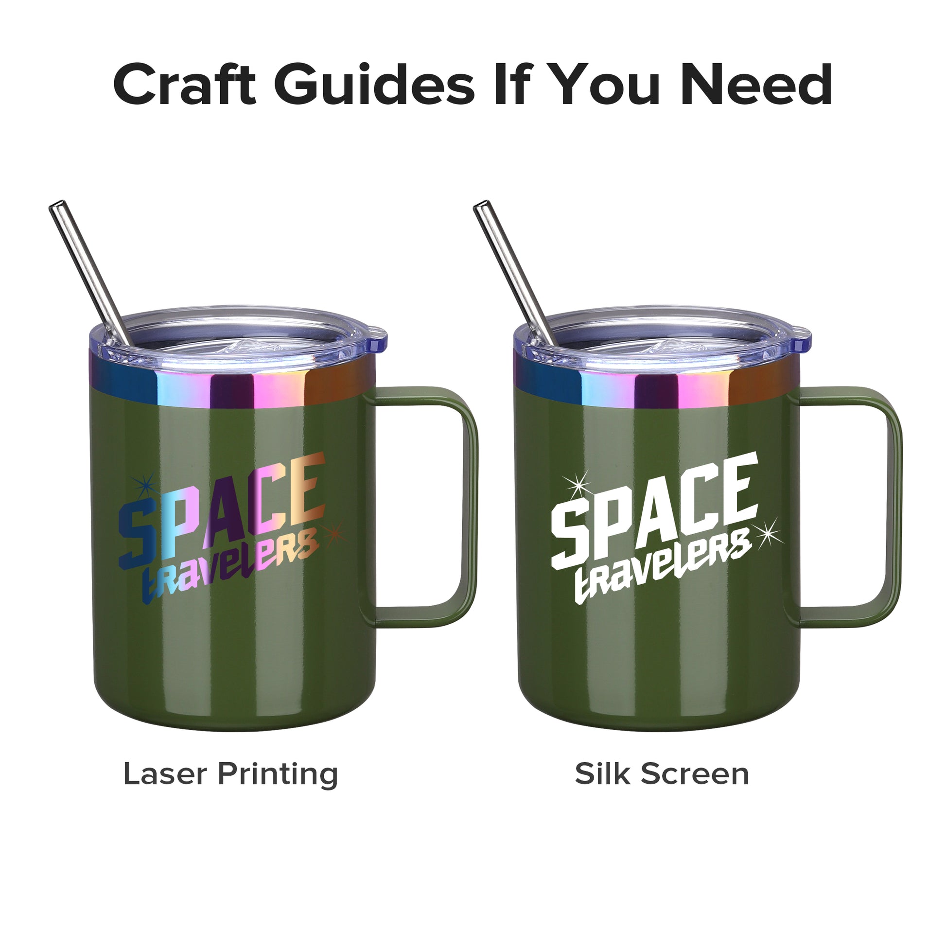 12 oz Stainless Steel Mug Rainbow Plated - Green | 12 Pack - FASTSUB