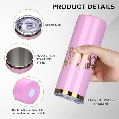 20 oz Powder Coated Skinny Tumbler - Gold Color Plated | 25 Pack - FASTSUB