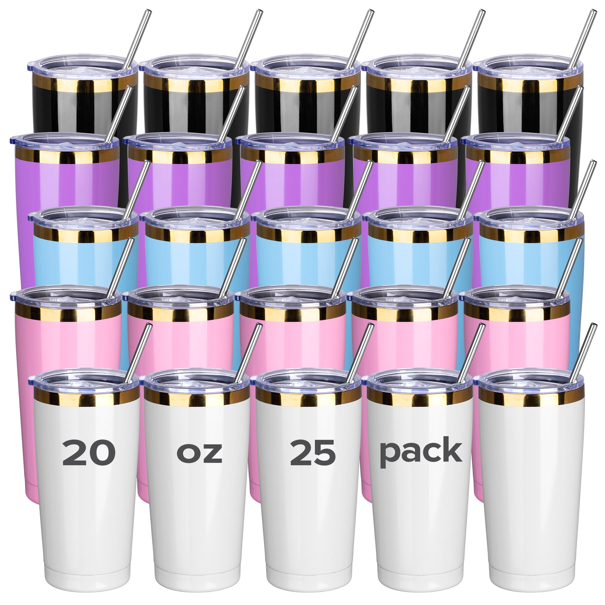 20 ounce Powder Coated  Travel Mug - Gold Color Plated | 25 Pack - FASTSUB