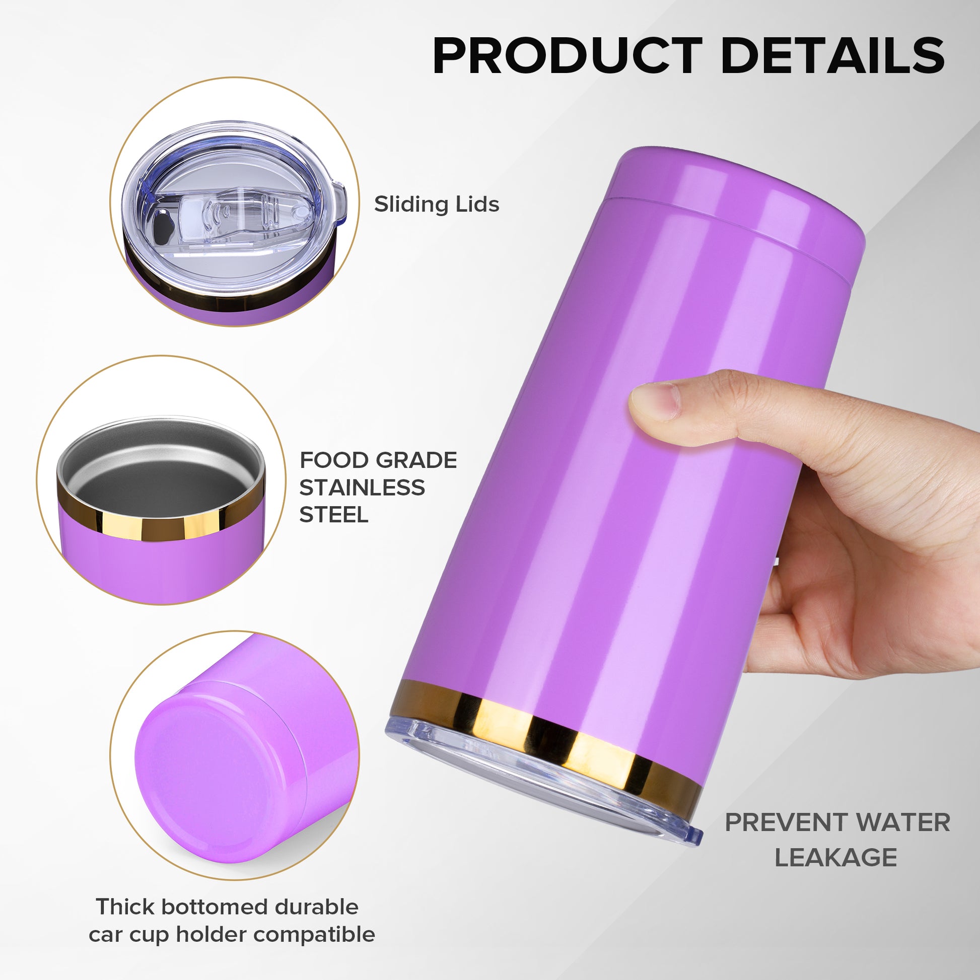 20 ounce Powder Coated  Travel Mug - Gold Color Plated | 25 Pack - FASTSUB