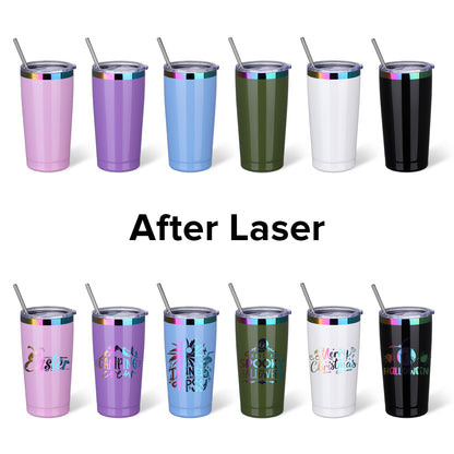 20 oz Glossy Coated Tumbler Rainbow Plated - Purple | 12 Pack