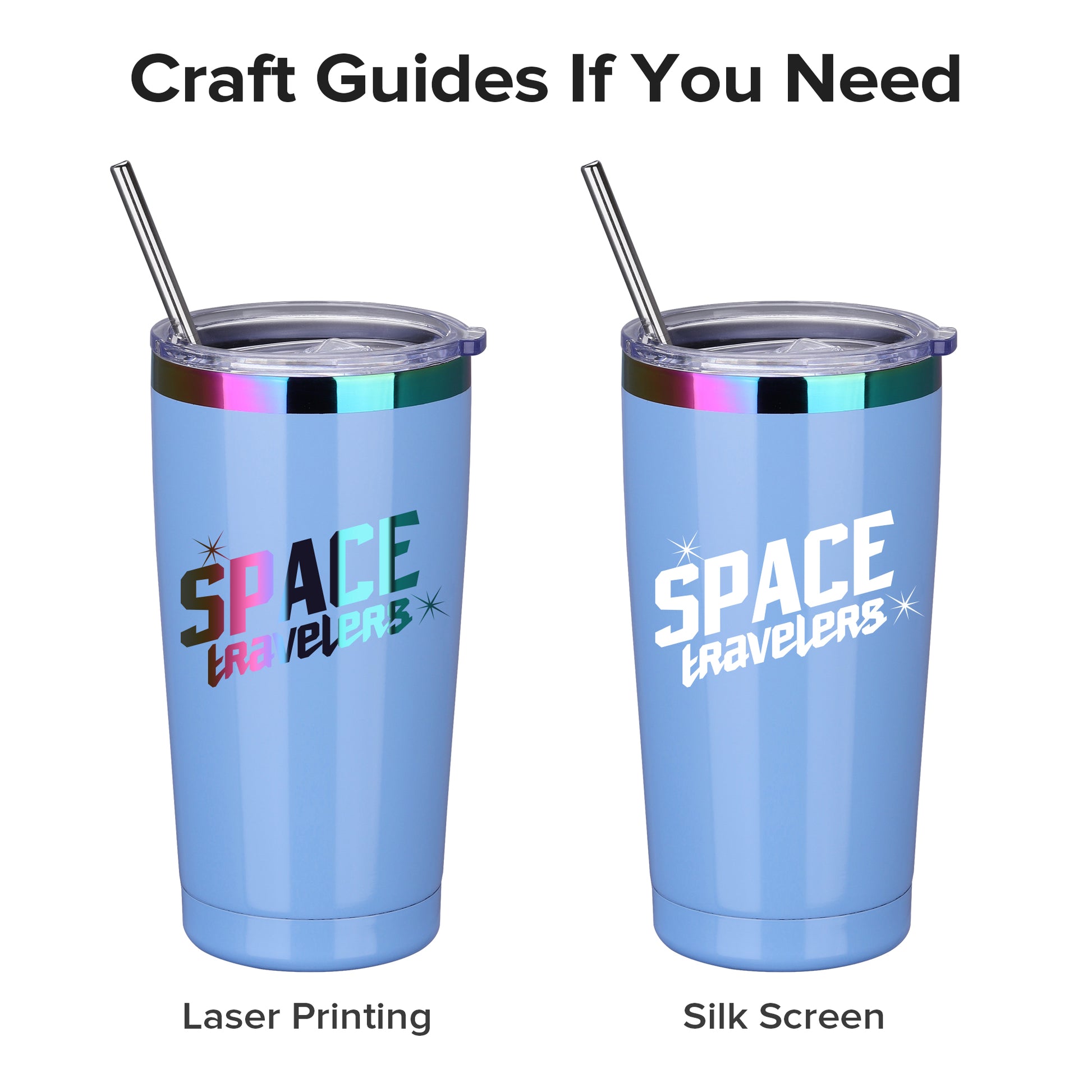 20 oz Stainless Steel Tumbler Rainbow Plated - Blue | 12 Pack - FASTSUB
