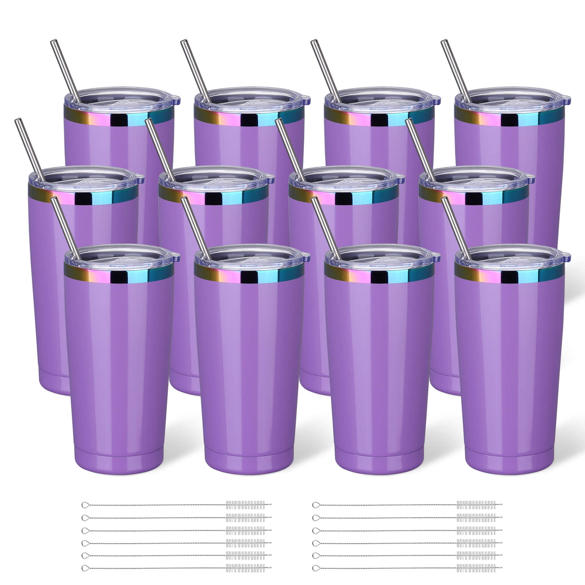 20 oz Stainless Steel Tumbler Rainbow Plated - Purple | 12 Pack - FASTSUB