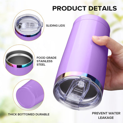 20 oz Stainless Steel Tumbler Rainbow Plated - Purple | 12 Pack - FASTSUB