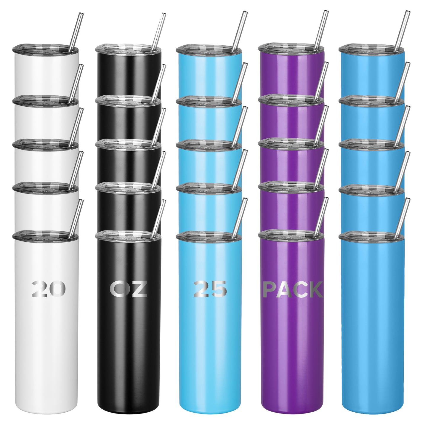 20 oz Double Wall Powder Coated Tumbler Blanks | 25 Pack