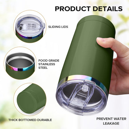 20 oz Stainless Steel Tumbler Rainbow Plated - Green | 12 Pack - FASTSUB