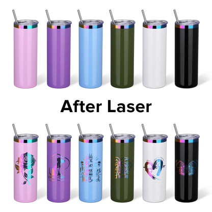 20 oz Glossy Coated Skinny Tumbler - Mixed Color | 12 Pack
