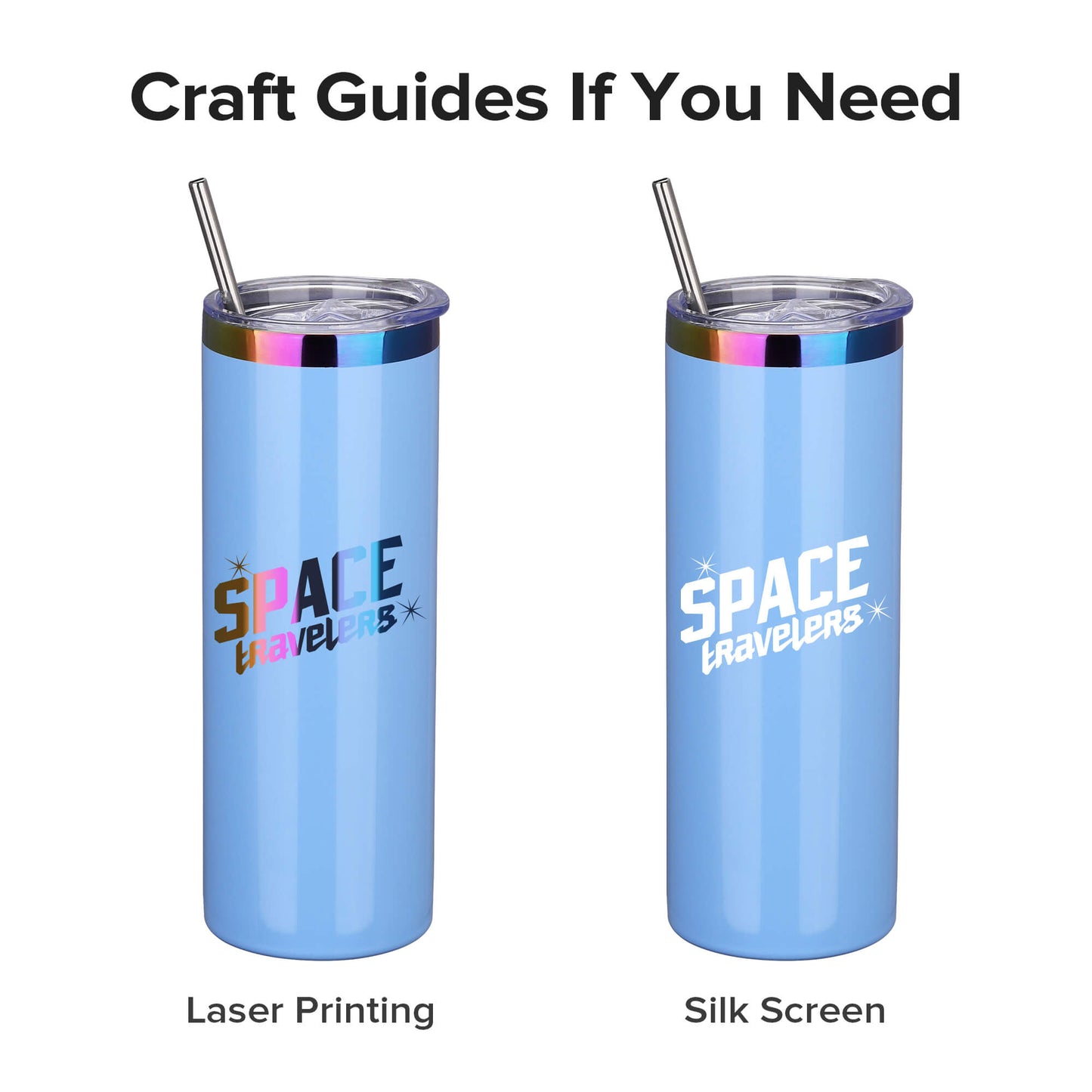 20 oz Glossy Coated Skinny Straight Tumbler - Blue | 12 Pack