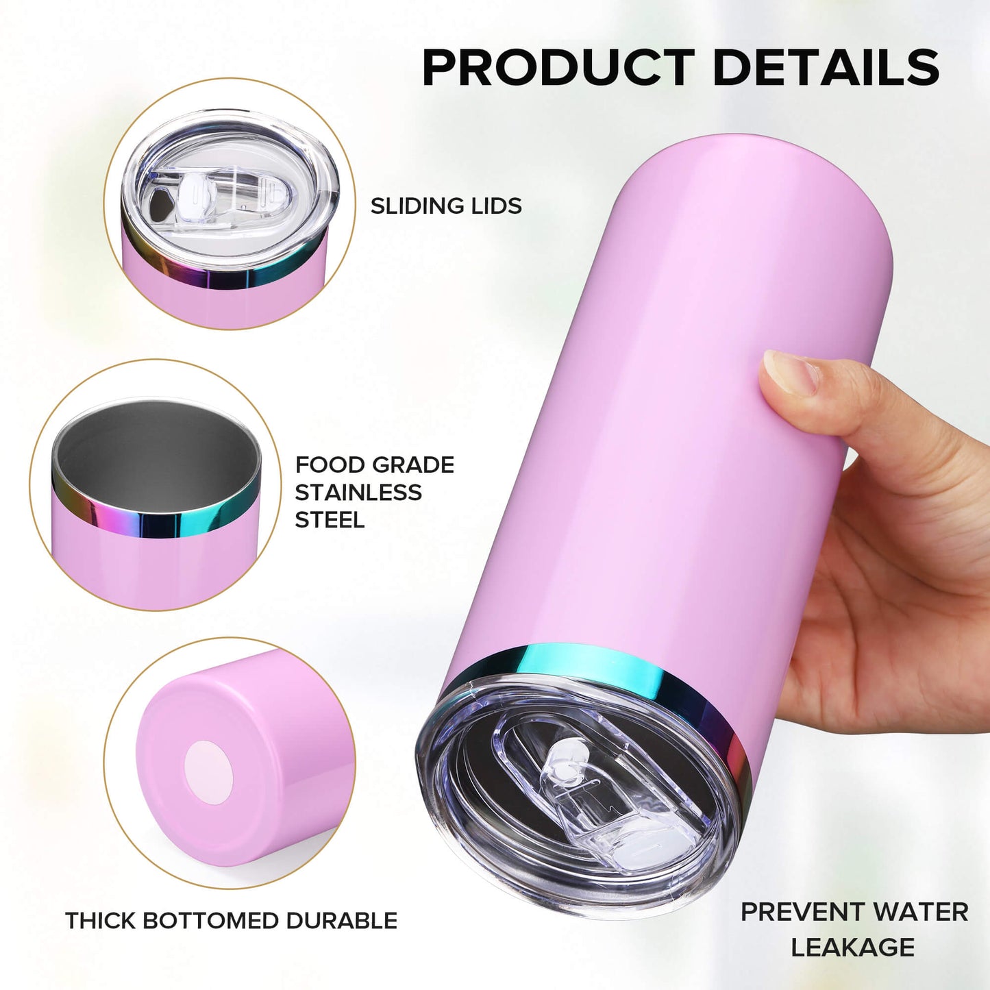20 oz Glossy Coated Skinny Straight Tumbler - Mixed Color | 12 Pack