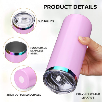 20 oz Glossy Coated Skinny Straight Tumbler - Mixed Color | 12 Pack