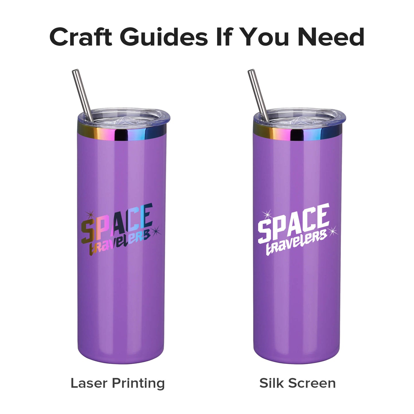 20 oz Glossy Coated Skinny Straight Tumbler - Purple | 12 Pack