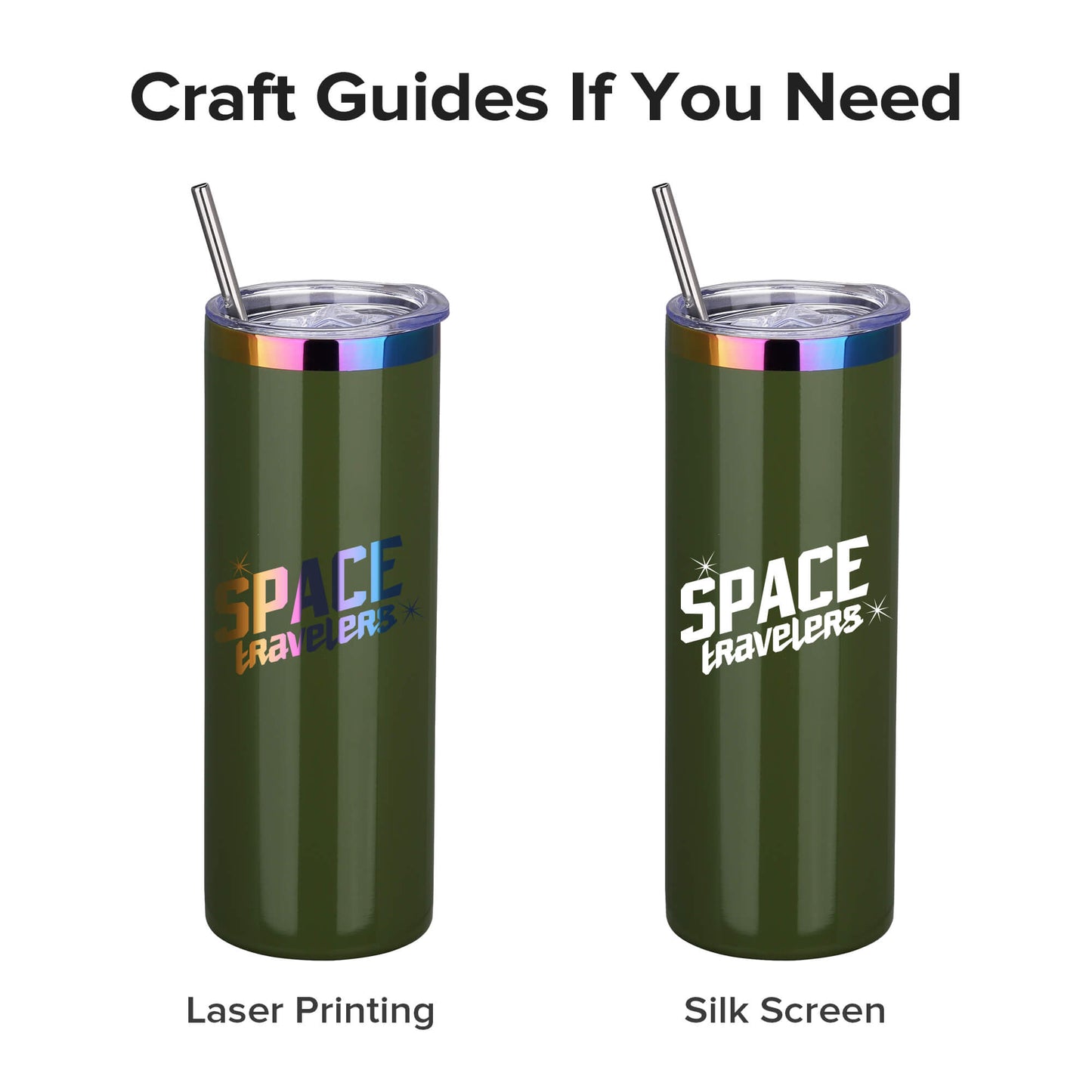 20 oz Glossy Coated Skinny Straight Tumbler - Green | 12 Pack