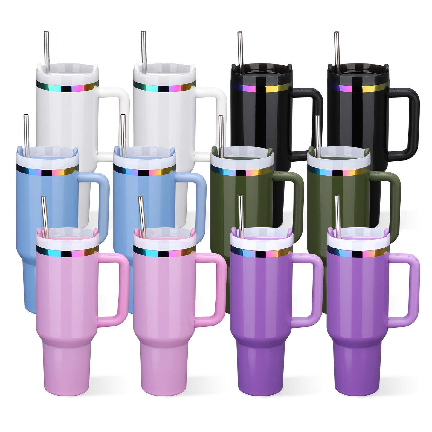 40 oz Glossy Coated Tumbler - Mixed Color | 12 Pack