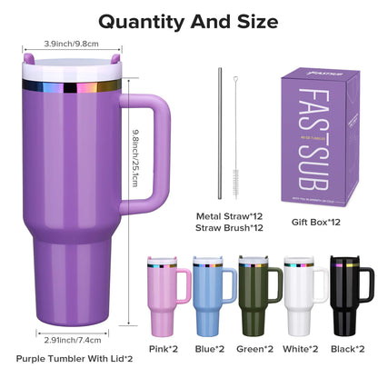 40 oz Glossy Coated Tumbler - Mixed Color | 12 Pack