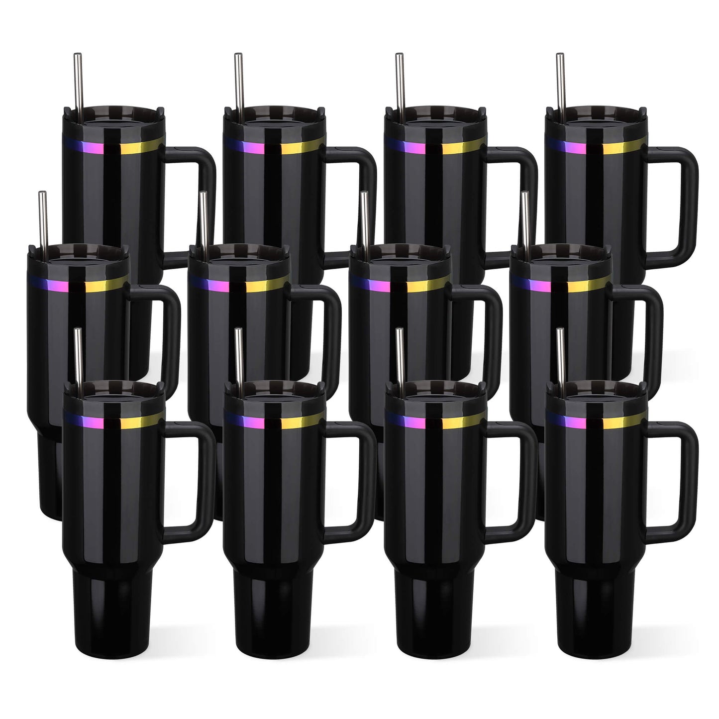 40 oz Glossy Coated Tumbler - Black | 12 Pack