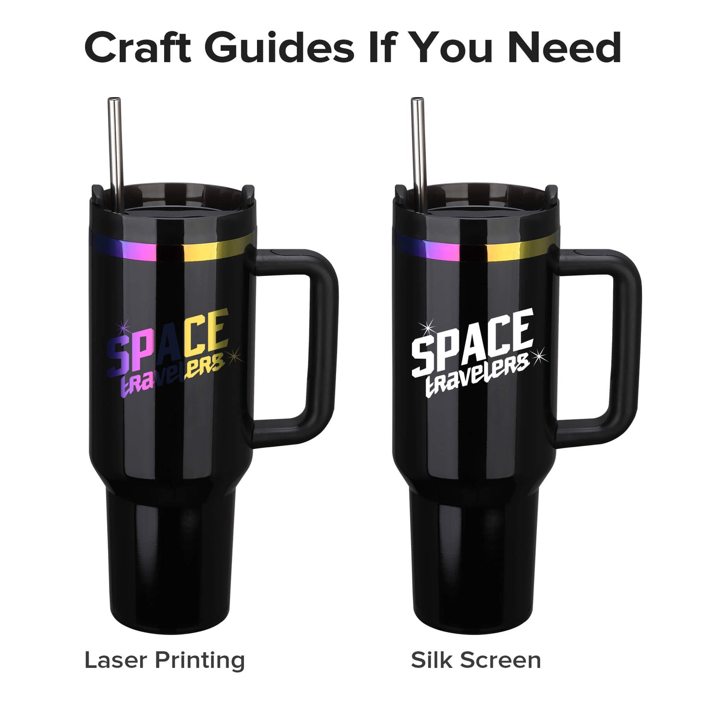 40 oz Glossy Coated Tumbler - Black | 12 Pack