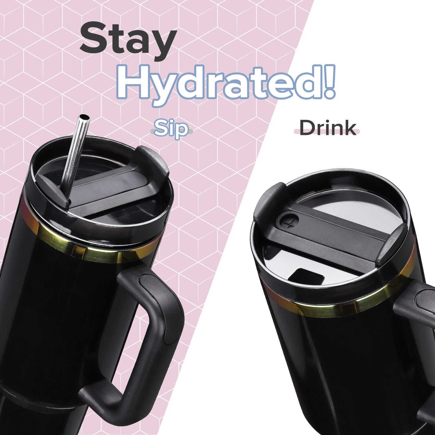 40 oz Glossy Coated Tumbler - Black | 12 Pack