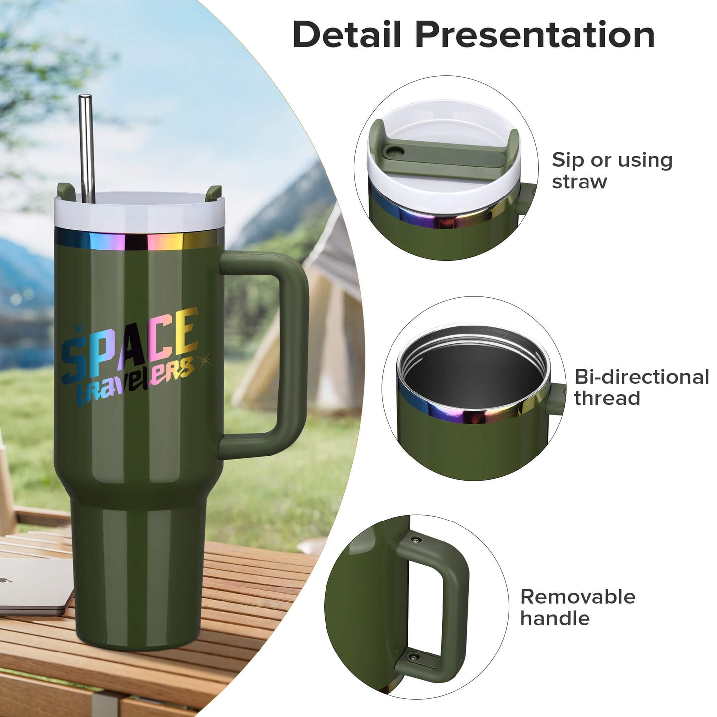 40 oz Glossy Coated Tumbler - Green | 12 Pack