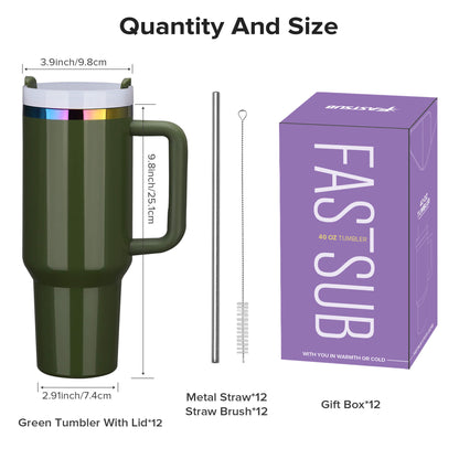 40 oz Glossy Coated Tumbler - Green | 12 Pack
