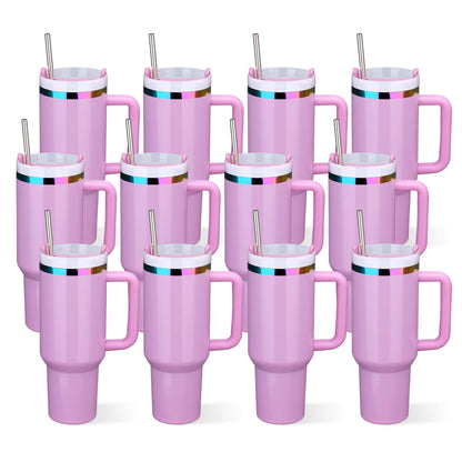 40 oz Glossy Coated Tumbler - Pink | 12 Pack