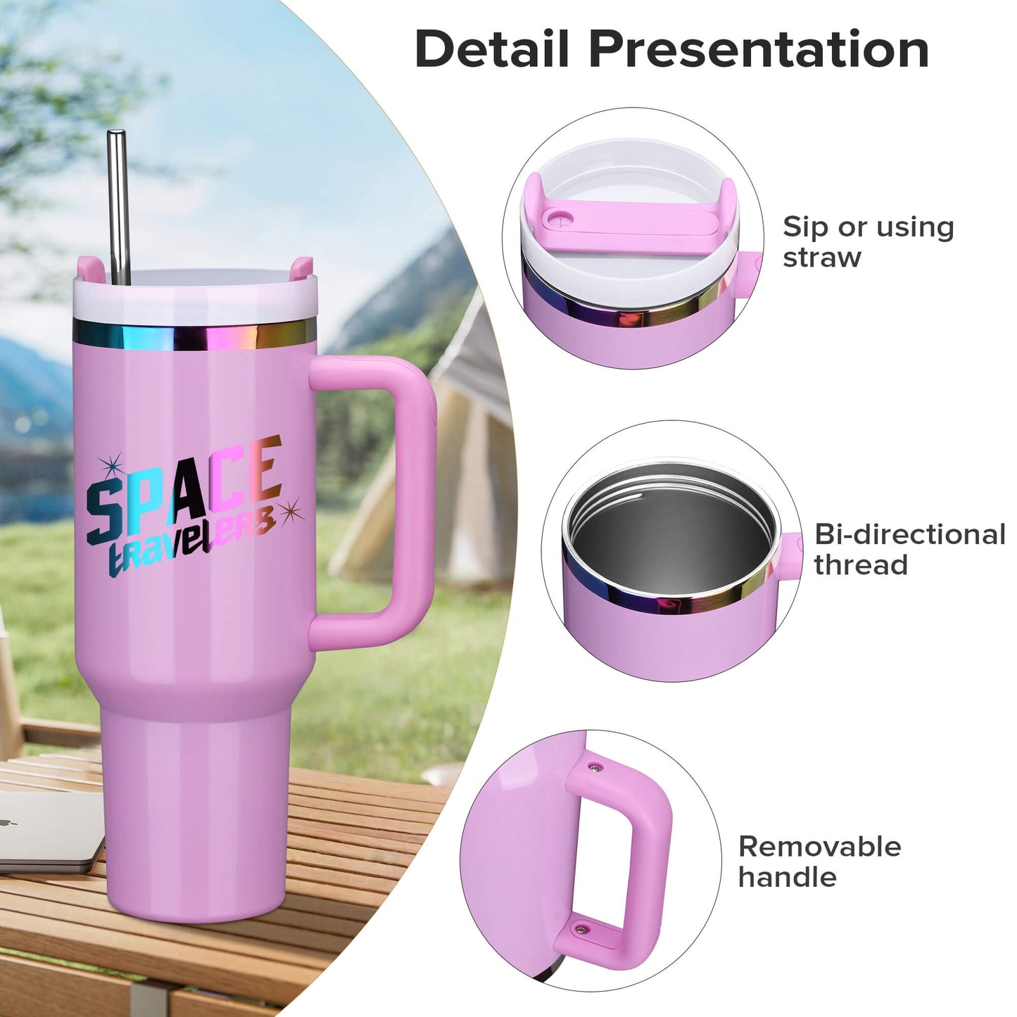 40 oz Glossy Coated Tumbler - Pink | 12 Pack