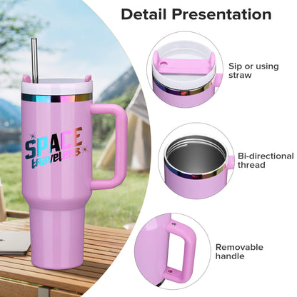 40 oz Glossy Coated Tumbler - Pink | 12 Pack