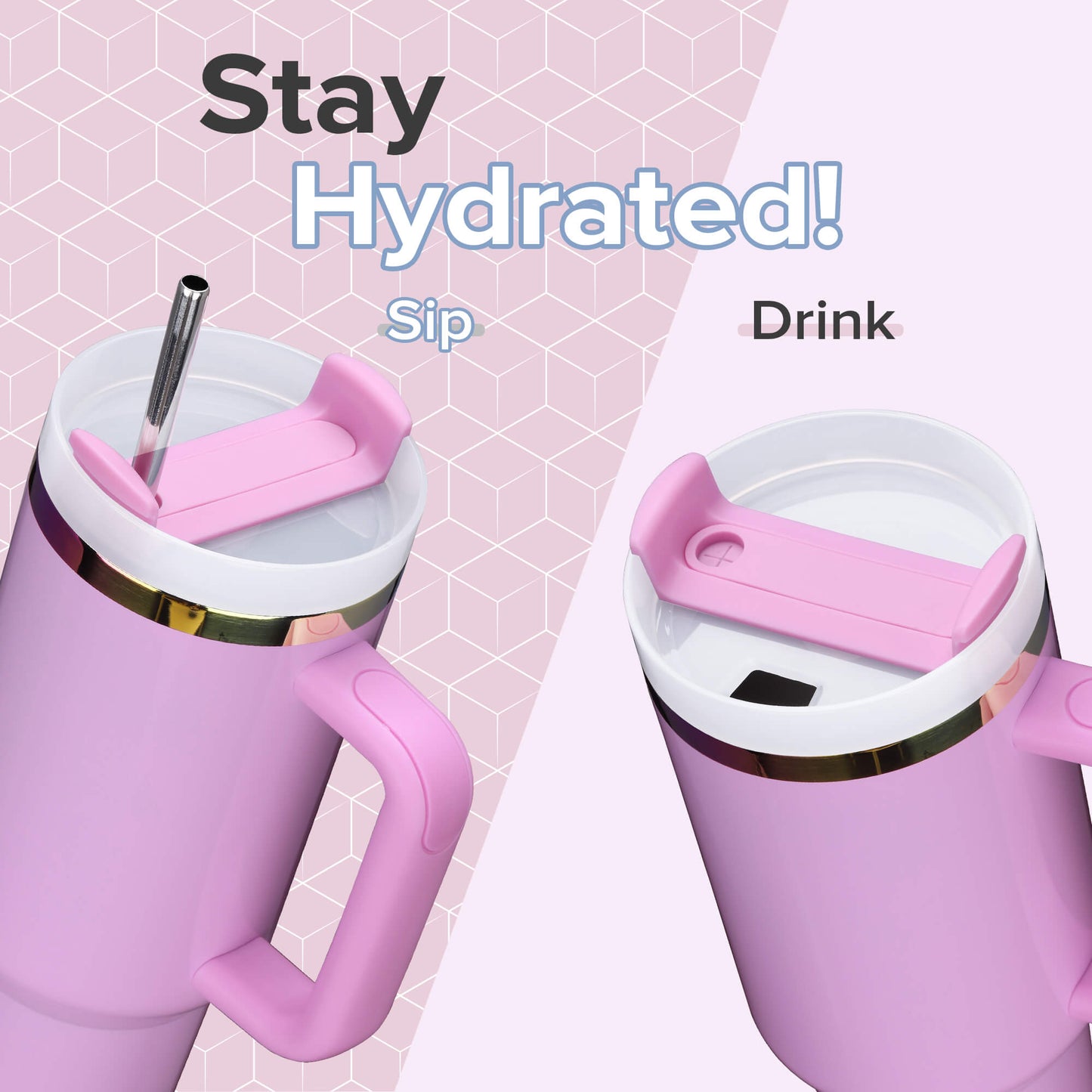 40 oz Glossy Coated Tumbler - Pink | 12 Pack