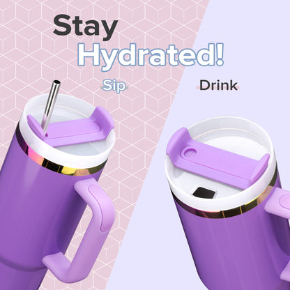 40 oz Glossy Coated Tumbler - Purple | 12 Pack