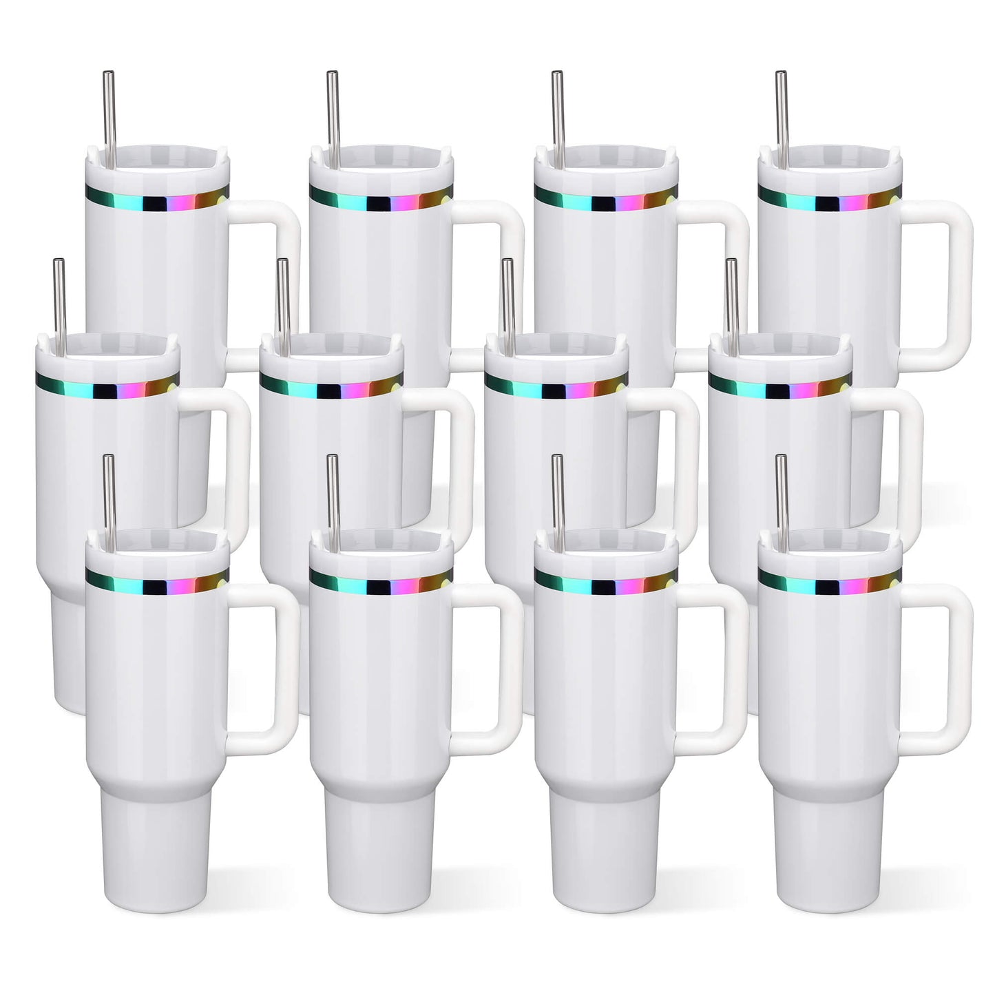 40 oz Glossy Coated Tumbler - White | 12 Pack