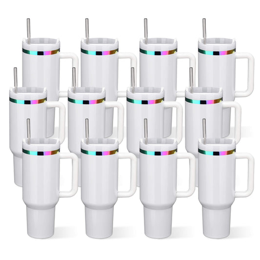 40 oz Glossy Coated Tumbler - White | 12 Pack