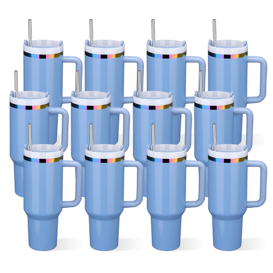 40 oz Glossy Coated Tumbler - Blue | 12 Pack