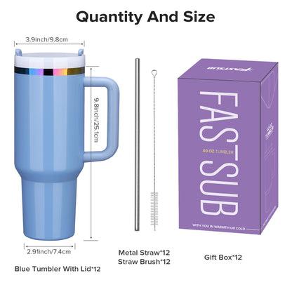 40 oz Glossy Coated Tumbler - Blue | 12 Pack