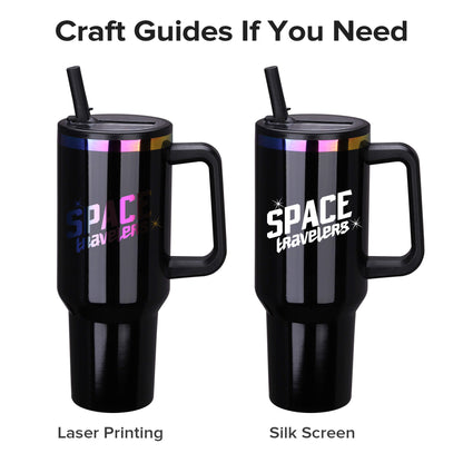 40 oz Glossy Coated Tumbler with Flip Straw - Black | 12 Pack