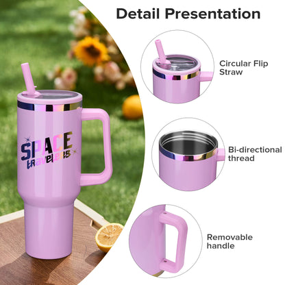 40 oz Glossy Coated Tumbler with Flip Straw - Pink | 12 Pack