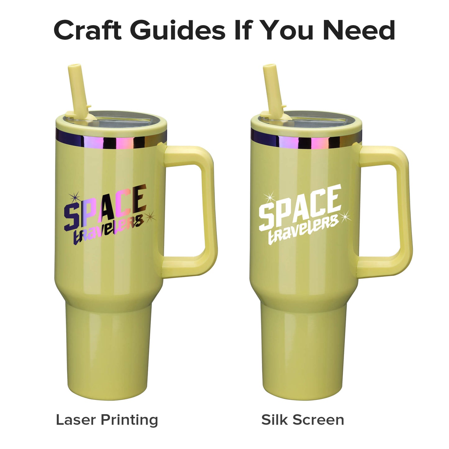 40 oz Glossy Coated Tumbler with Flip Straw - Yellow | 12 Pack