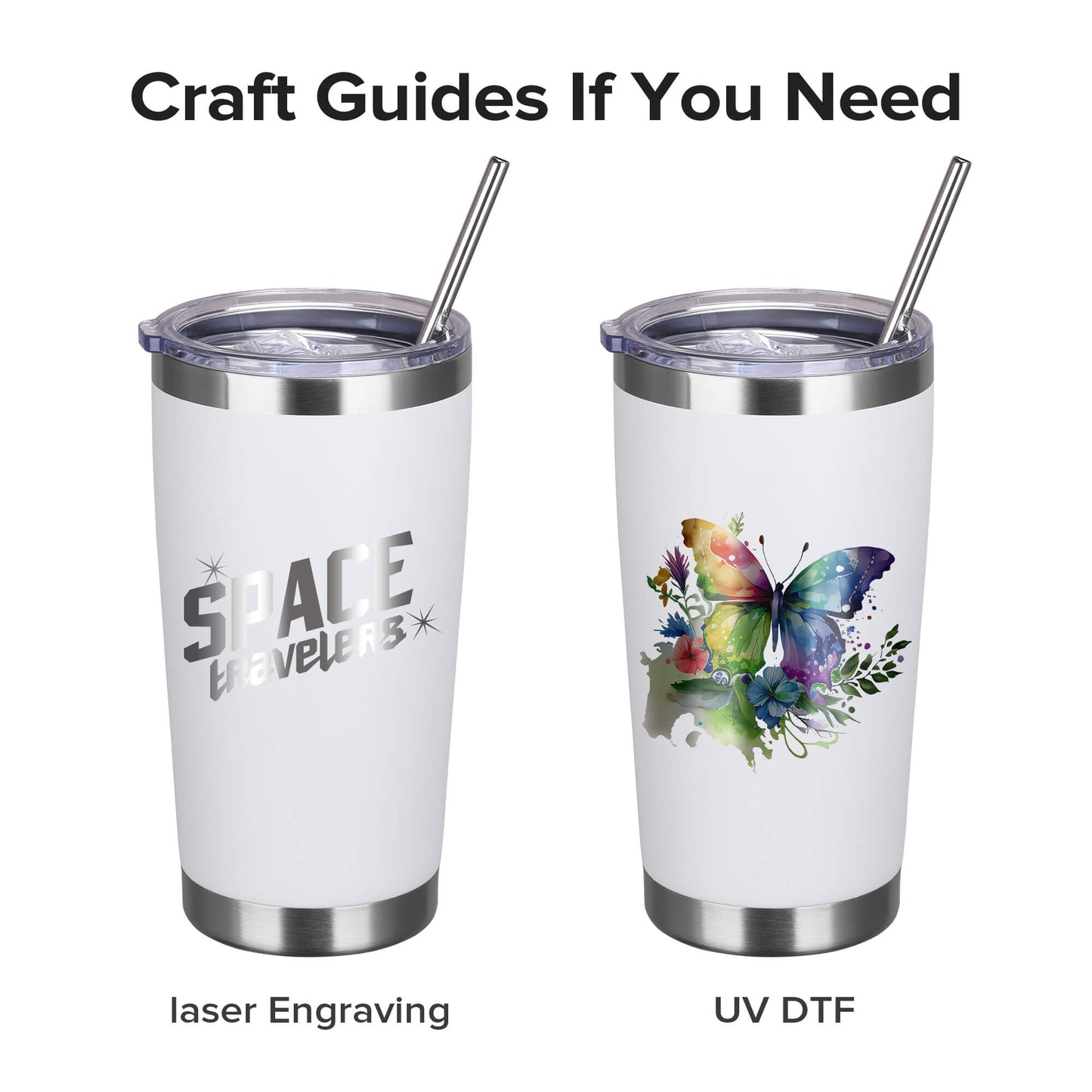 20 oz Powder Coated Tumbler - White | 20 Pack