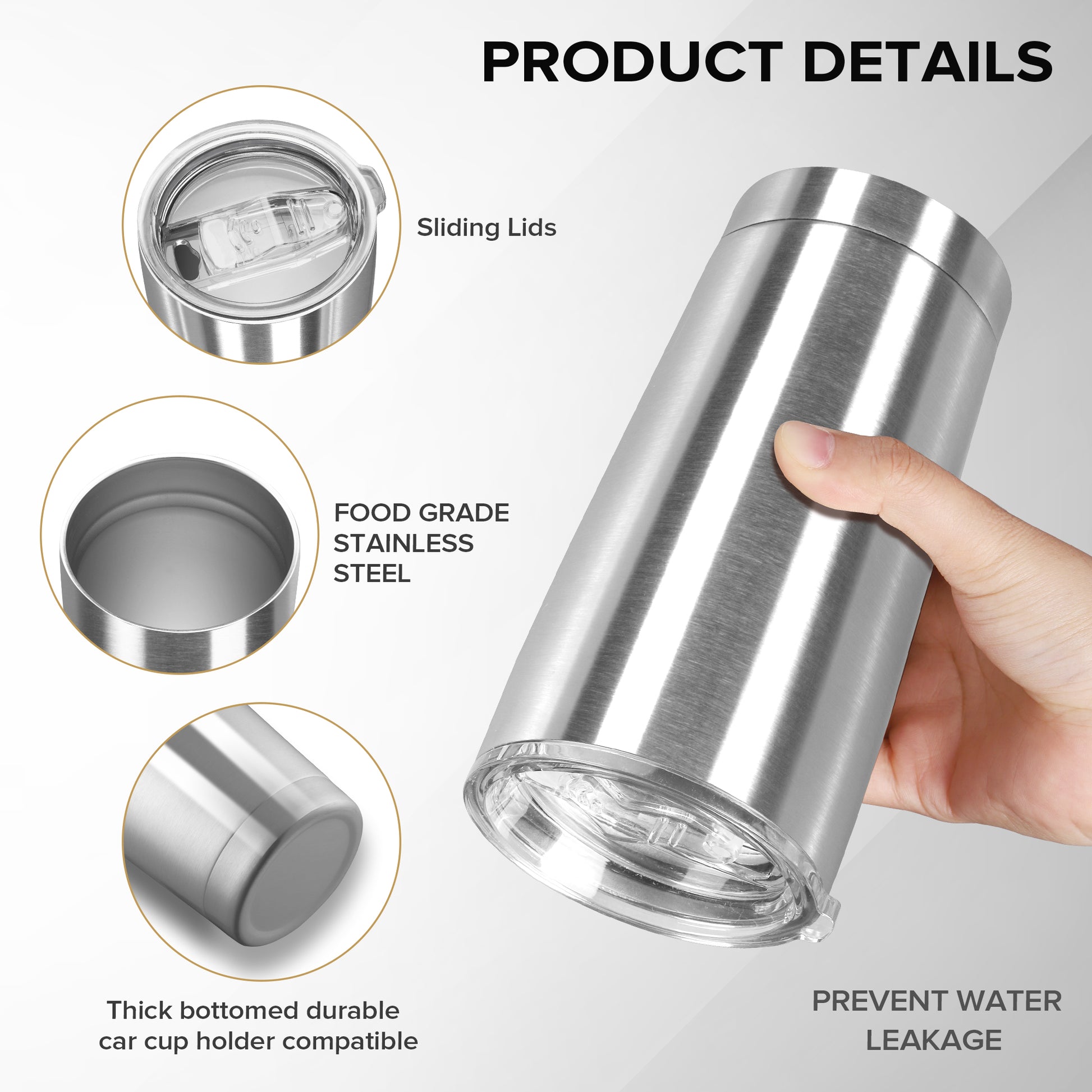 20 oz Metal Insulated Travel Tumbler with Lids  | 25 Pack - FASTSUB