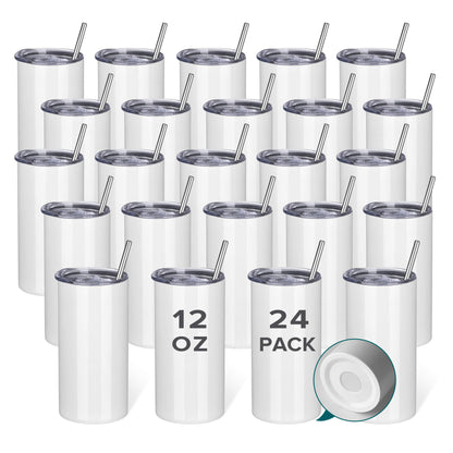 12 oz Flat Edge Sublimation Tumbler | 24 Pack