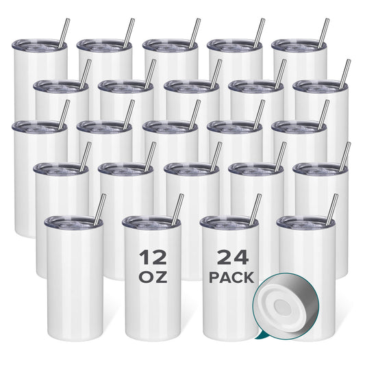 12 oz Flat Edge Sublimation Tumbler | 24 Pack