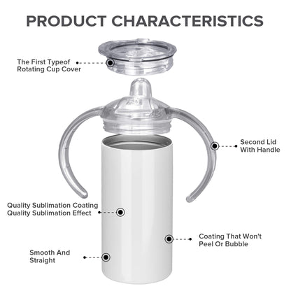 12 oz Sublimation Sippy Cups - 2 Lids | 12 Pack