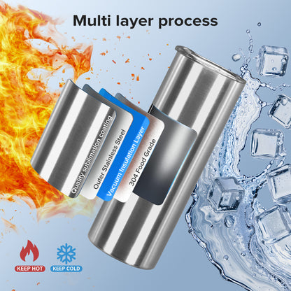 20 oz Silver Skinny Sublimation Tumbler | 12 Pack