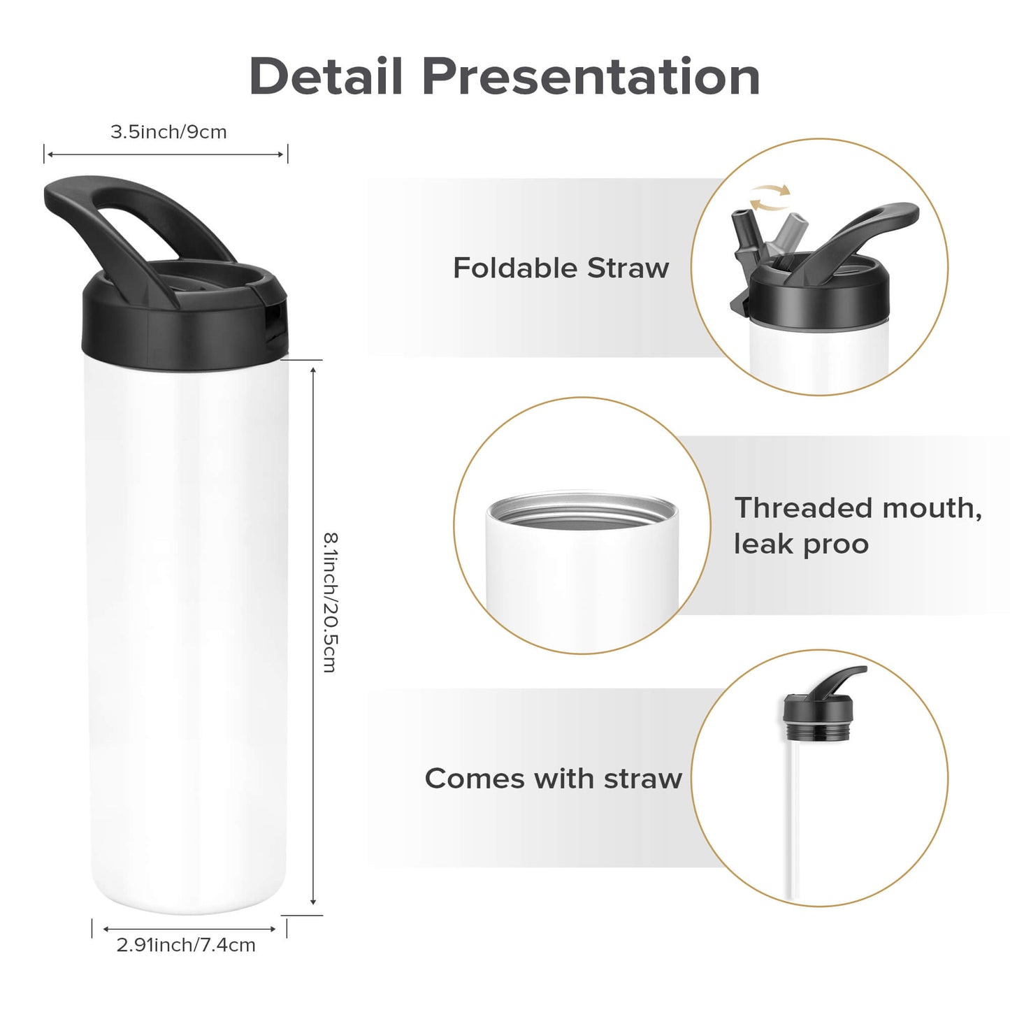 20 oz Sublimation Sports Water Bottle Blanks | 12 Pack