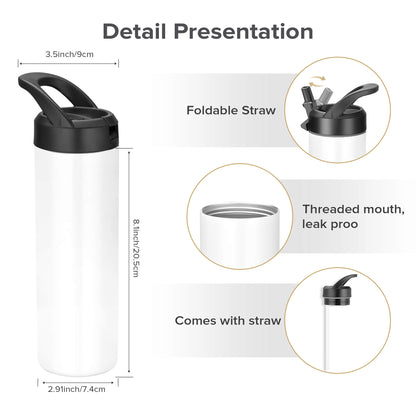 20 oz Sublimation Sports Water Bottle Blanks | 12 Pack