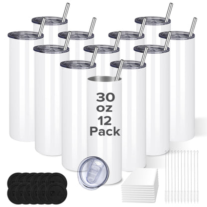 30 oz Sublimation Tumblers Skinny | 12 Pack