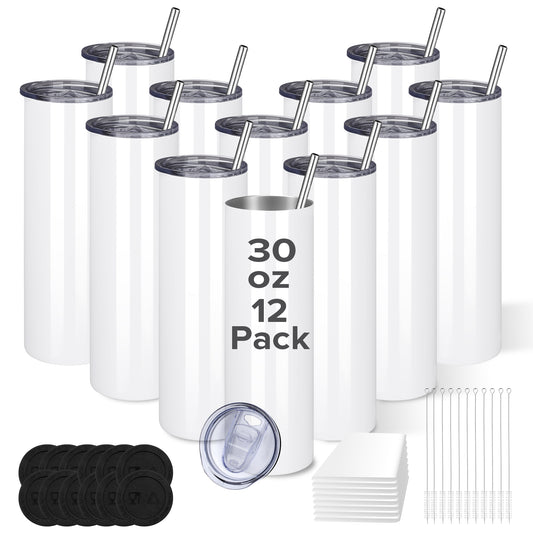 30 oz Sublimation Tumblers Skinny | 12 Pack - FASTSUB