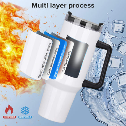 40 oz Sublimation Tumbler with Handle Bulk | 12 Pack - FASTSUB